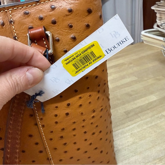 DOONEY & BOURKE Brown Ostrich Leather Lexington Tote NWT - Picture 6 of 8